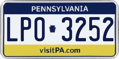 PA license plate LPO3252
