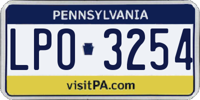 PA license plate LPO3254