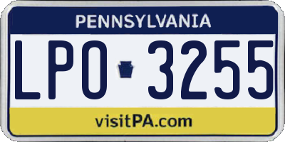 PA license plate LPO3255