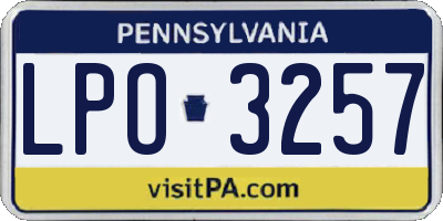 PA license plate LPO3257