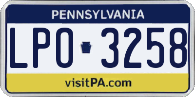 PA license plate LPO3258