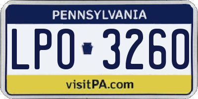 PA license plate LPO3260