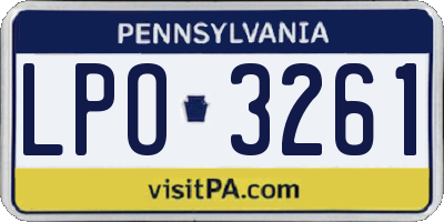 PA license plate LPO3261