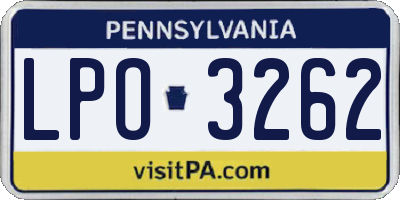 PA license plate LPO3262