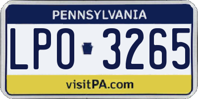 PA license plate LPO3265