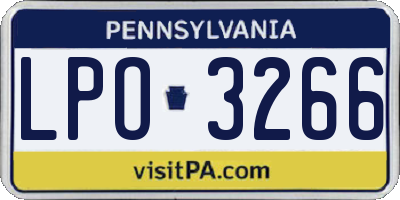 PA license plate LPO3266