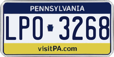 PA license plate LPO3268