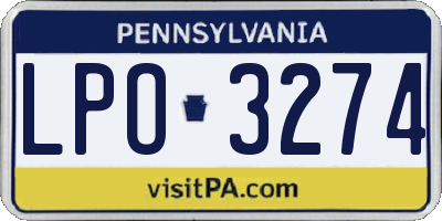 PA license plate LPO3274