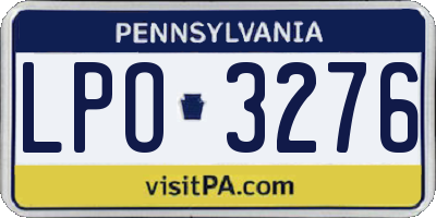 PA license plate LPO3276