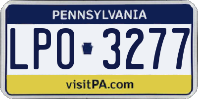 PA license plate LPO3277