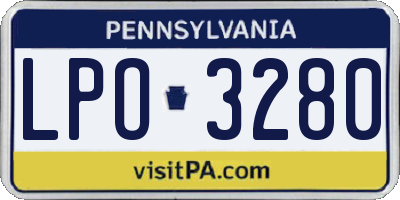 PA license plate LPO3280