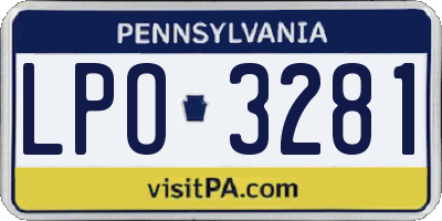 PA license plate LPO3281