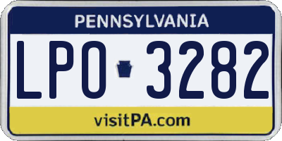 PA license plate LPO3282