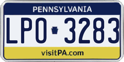 PA license plate LPO3283