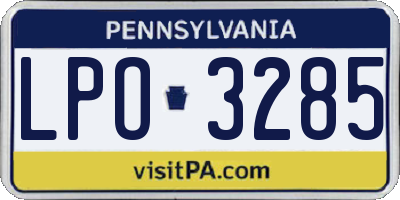 PA license plate LPO3285
