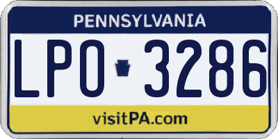 PA license plate LPO3286