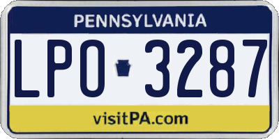 PA license plate LPO3287