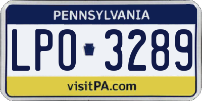 PA license plate LPO3289
