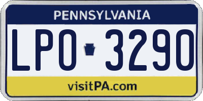 PA license plate LPO3290