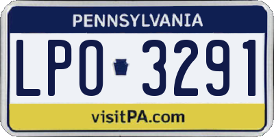 PA license plate LPO3291