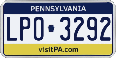 PA license plate LPO3292