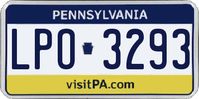 PA license plate LPO3293