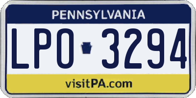 PA license plate LPO3294