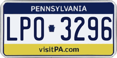 PA license plate LPO3296