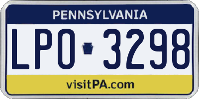 PA license plate LPO3298