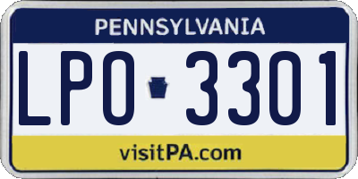 PA license plate LPO3301