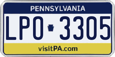 PA license plate LPO3305