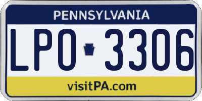 PA license plate LPO3306