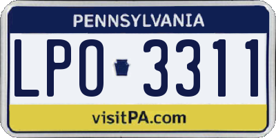 PA license plate LPO3311
