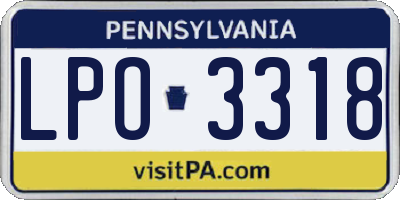 PA license plate LPO3318