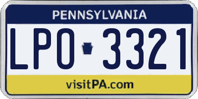 PA license plate LPO3321
