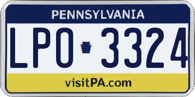 PA license plate LPO3324