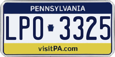 PA license plate LPO3325