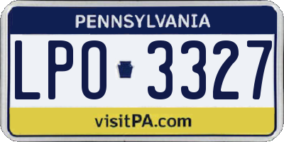 PA license plate LPO3327