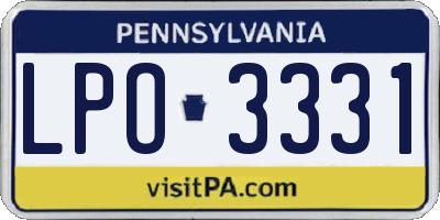 PA license plate LPO3331