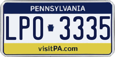 PA license plate LPO3335