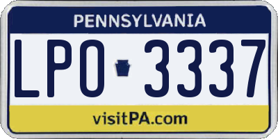 PA license plate LPO3337