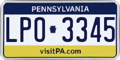 PA license plate LPO3345