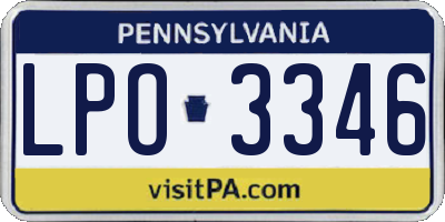 PA license plate LPO3346