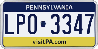 PA license plate LPO3347