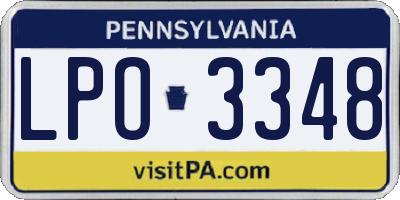 PA license plate LPO3348