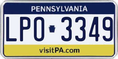 PA license plate LPO3349