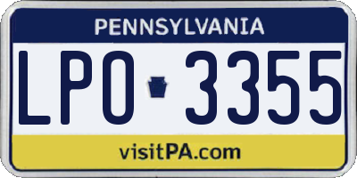 PA license plate LPO3355