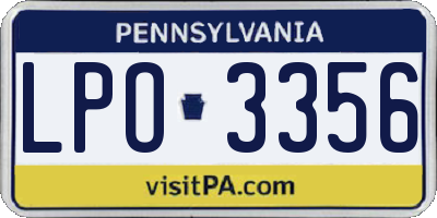 PA license plate LPO3356