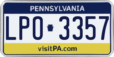 PA license plate LPO3357