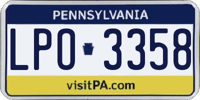 PA license plate LPO3358